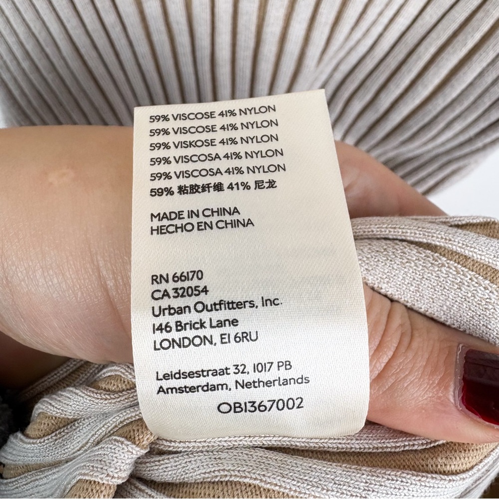 Anthropologie Ribbed Off the Shoulder Midi Sweater Dress Beige Cream Small - Picture 6 of 6